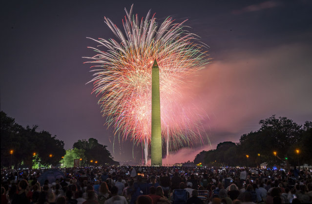 Fireworks on the National Mall in Washington, DC, on July 4, 2024. (Photo by Allison Robbert/The Washington Post)