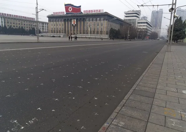 Kim Il-sung square is where they feature the big military parades, Feburary 2012. (Eric Testroete)