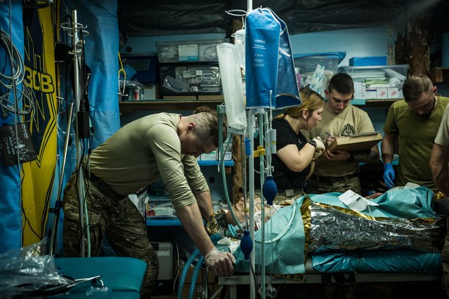 Ukrainian medics and doctors of Azov brigade are seen at a stabilization position as Russia-Ukraine war continues in the direction of Lyman, Ukraine on April 07, 2024. (Photo by Wolfgang Schwan/Anadolu via Getty Images)