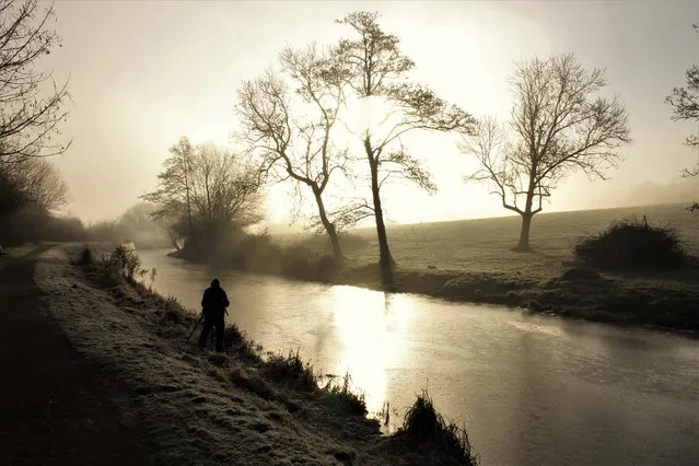“Bathampton, Somerset. We woke early to find that the mist and frost had covered everything outside and it looked magical; there was bright sunlight that gave everything a mercury-like glow”. (Photo by Rita Long/The Guardian)