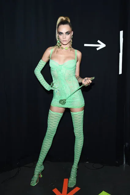 Cara Delevigne prepares backstage for Savage X Fenty Show Presented By Amazon Prime Video – Backstage at Barclays Center on September 10, 2019 in Brooklyn, New York. (Photo by Ilya S. Savenok/Getty Images for Savage X Fenty Show Presented by Amazon Prime Video )