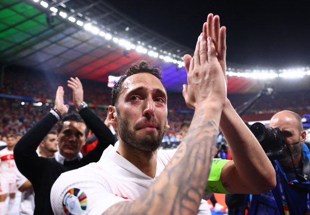 Tearful Turkey captain Hakan Calhanoglu after the UEFA EURO 2024 Quarter-Final football match between Netherlands and Turkiye at Olympiastadion in Berlin, Germany on July 06, 2024. (Photo by Thilo Schmuelgen/Reuters)