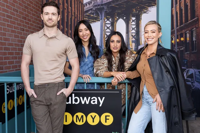 (L-R) Tom Ainsley, Tien Tran, Francia Raisa and Hilary Duff attend the “How I Met Your Father” fan experience in Los Angeles celebrating the show’s first season finale with cast on March 10, 2022 in Los Angeles, California. (Photo by Emma McIntyre/Getty Images)