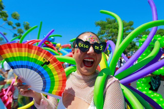 A person participates in the 2023 Pride March in Guadalajara, Mexico on June 3, 2023. (Photo by Francisco Guasco/EPA/EFE)