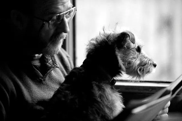 This shot of a man and his dog travelling by train, which has won first place in the man’s best friend category, was taken by the UK’s Fiona Sami. (Photo by Fiona Sami/PA Wire)