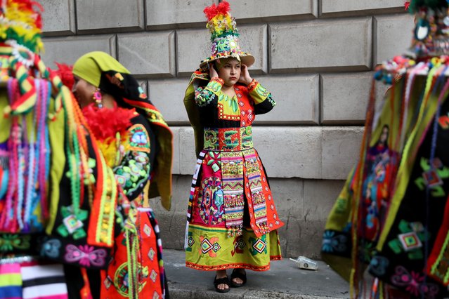 A performer in costume during London's St. Patrick's Day Festival on March 16, 2025 in London, England. The Mayor of London's St Patrick's Festival celebrates contributions of the Irish community in London, with this year's theme focusing on sustainability and greening Britain's capital city. St. Patrick's Day is marked annually on March 17, the traditional death date of Ireland's patron saint, and has become a celebration of Irish culture and heritage around the world. (Photo by Alishia Abodunde/Getty Images)