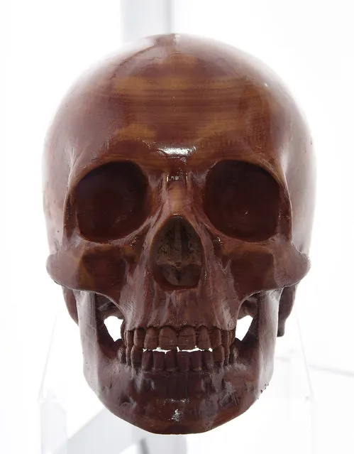 A skull made by a fifth-generation MakerBot desktop 3D printer is displayed at the 2015 International CES at the Sands Expo and Convention Center on January 6, 2015 in Las Vegas, Nevada. (Photo by Ethan Miller/Getty Images)