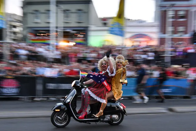 People participate in a motorcycle rally during the annual Gay and Lesbian Mardi Gras parade in Sydney on March 2, 2019. Thousands of revellers took part in the iconic festival which celebrates sexual equality in the heart of Australia's biggest city. (Photo by Saeed Khan/AFP Photo)