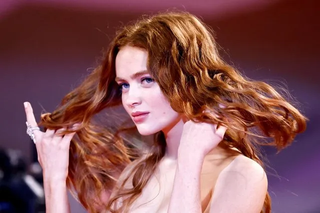 US actress Sadie Sink arrives on September 4, 2022 for the screening of the film “The Whale” presented in the Venezia 79 competition as part of the 79th Venice International Film Festival at Lido di Venezia in Venice, Italy. (Photo by Yara Nardi/Reuters)