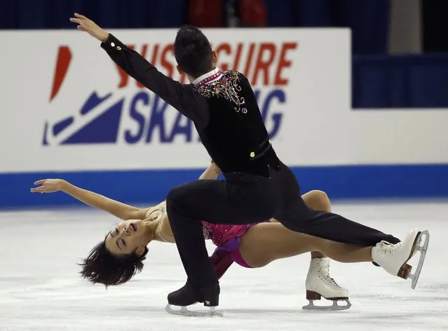 Sui Wenjing and Han Cong of China perform during the Pairs short program at the Skate America figure skating competition in Milwaukee, Wisconsin October 23, 2015. (Photo by Lucy Nicholson/Reuters)