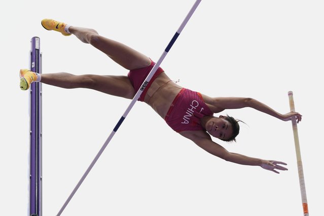 China's Niu Chunge competes in the women's pole vault qualification at the World Athletics Championships in Tokyo, Monday, September 15, 2025. (Photo by Ashley Landis/AP Photo)