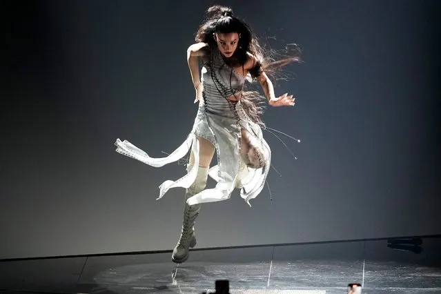 Elen Yeremyan AKA Brunette of Armenia performs during the Grand Final of the Eurovision Song Contest in Liverpool, England, Saturday, May 13, 2023. (Photo by Martin Meissner/AP Photo)