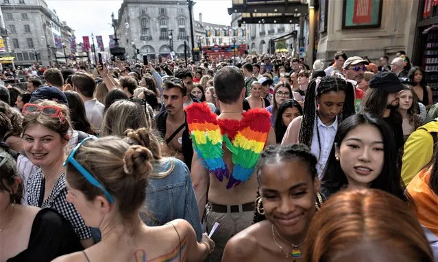 A Gay Pride attendee on July 01, 2023 in London, England. Pride in London is an annual LGBT+ festival and parade held each summer in London. 35,000 people are expected to march this year making the event the largest in London to date. (Photo by Andy Hall/The Observer)