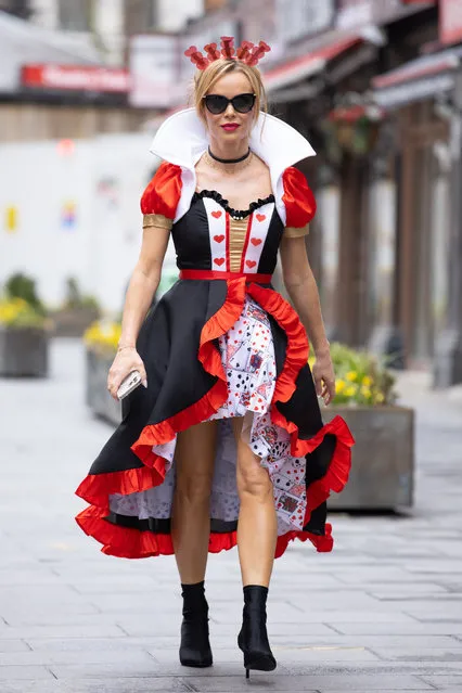 English actress and media personality Amanda Holden transforms into the Queen of Hearts for World Book Day at Global Radio Studios in London on March 4, 2021. (Photo by Phil Lewis/SOPA Images/Sipa USA)