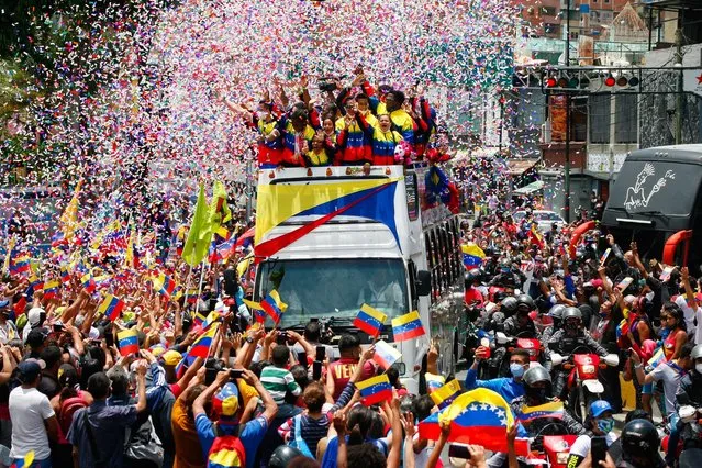 Paralympic athletes are welcomed after their participation in the Tokyo 2020 Paralympic Games, amidst the Coronavirus pandemic, in Caracas, Venezuela September 09, 2021. (Photo by Javier Campos/NurPhoto/Rex Features/Shutterstock)