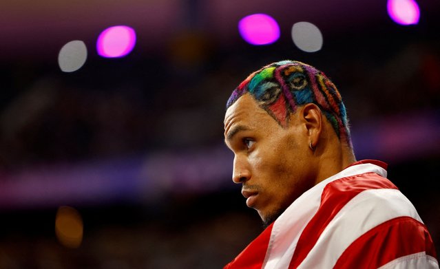 Roderick Townsend of United States reacts after winning gold in the men's high jump T47 final in Saint-Denis, France on September 1, 2024. (Photo by Stephanie Lecocq/Reuters)