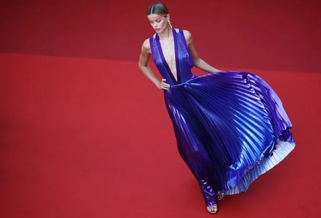Norwegian fashion model Frida Aasen arrives for the screening of the film “Three Thousand Years of Longing” during the 75th edition of the Cannes Film Festival in Cannes, southern France, on May 20, 2022. (Photo by Sarah Meyssonnier/Reuters)