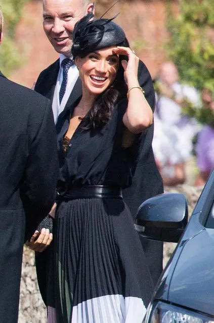Meghan, Duchess of Sussex attends the wedding of Daisy Jenks and Charlie Van Straubenzee at Saint Mary The Virgin Church on August 4, 2018 in Frensham, United Kingdom. Prince Harry attended the same prep school as Charlie van Straubenzee and have been good friends ever since. (Photo by Karwai Tang/WireImage)