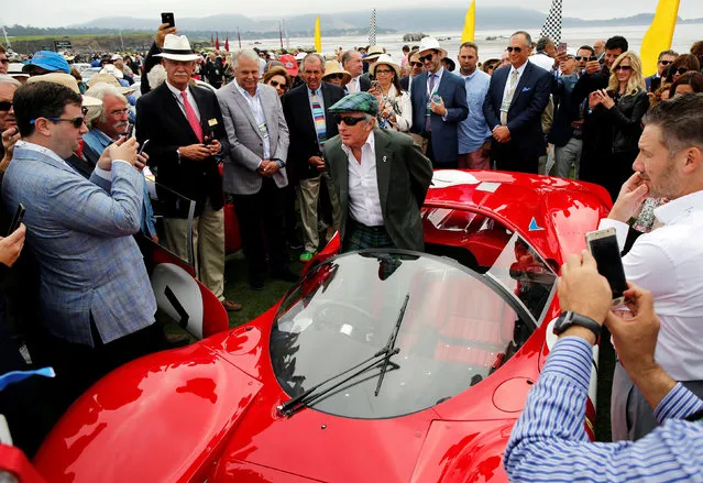 Race car legend Jackie Stewart sits in a 1966 Ferrari 330 P4 Drogo Spyder during the Concours d'Elegance in Pebble Beach, California, U.S. August 21, 2016. (Photo by Michael Fiala/Reuters/Courtesy of The Revs Institute)