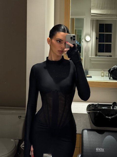 American model and socialite Kendall Jenner on May 25, 2025 shows off her sleek outfit while celebrating her collaboration with Khy. (Photo by kendalljenner/Instagram)