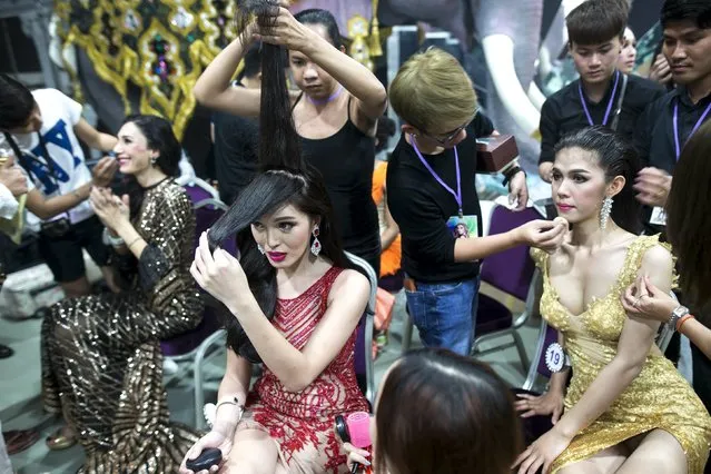 Contestants prepare to go on stage during the Miss International Queen 2015 transgender/transsexual beauty pageant in Pattaya, Thailand, November 6, 2015. (Photo by Athit Perawongmetha/Reuters)