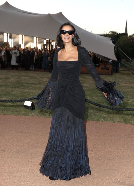 Maya Jama attends the Burberry show during London Fashion Week September 2025 on September 22, 2025 in London, England. (Photo by Mike Marsland/WireImage)
