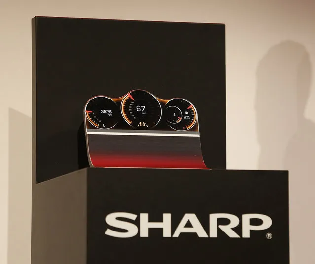 The Sharp free form display is seen during a Sharp news conference at the International CES Monday, January 5, 2015, in Las Vegas. (Photo by John Locher/AP Photo)