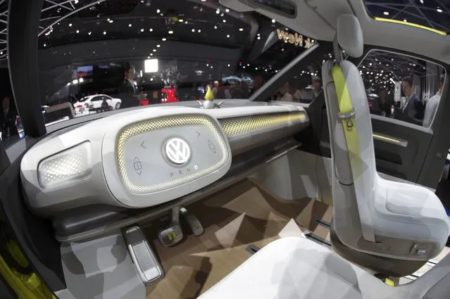 Interior view of the Volkswagen I.D. Buzz electric concept vehicle being displayed during the North American International Auto Show in Detroit, Michigan, U.S., January 10, 2017. (Photo by Mark Blinch/Reuters)
