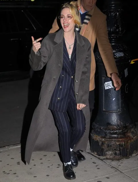 American actress Kristen Stewart looks like she's having a ball in New York City in the first decade of March 2022. (Photo by ZapatA/The Mega Agency)