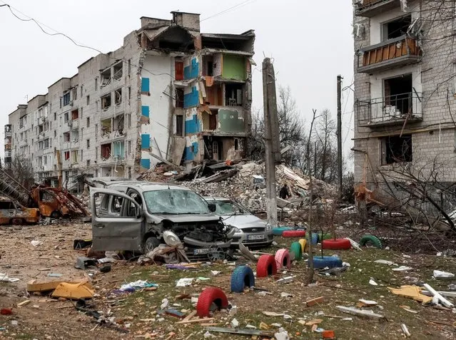 Destroyed houses are seen in Borodyanka, amid Russia's invasion on Ukraine, in Kyiv region, Ukraine, April 5, 2022. (Photo by Gleb Garanich/Reuters)