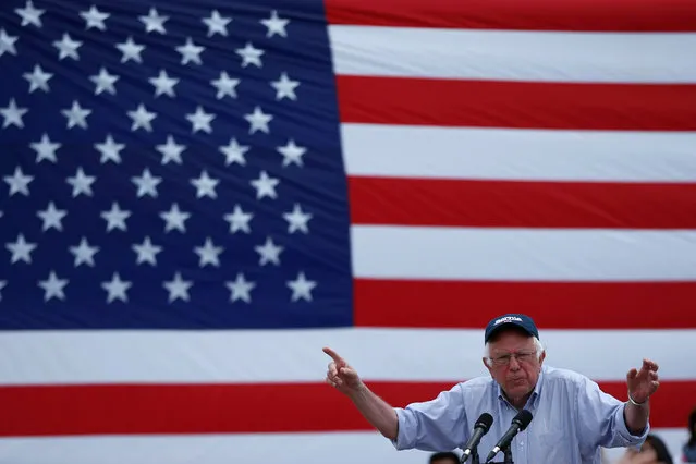 U.S. Democratic presidential candidate Bernie Sanders speaks in East Los Angeles, California, U.S. May 23, 2016. (Photo by Lucy Nicholson/Reuters)