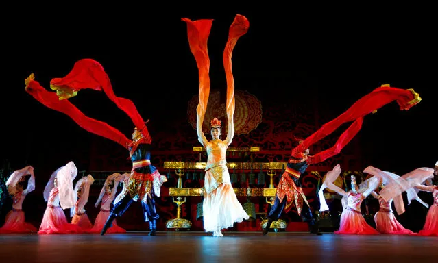 Members of the Imperial Bells of China dance troupe perform in Sydney, May 25, 2016 before their Australian tour featuring traditional Chinese bell music and elaborate costumes. (Photo by Jason Reed/Reuters)