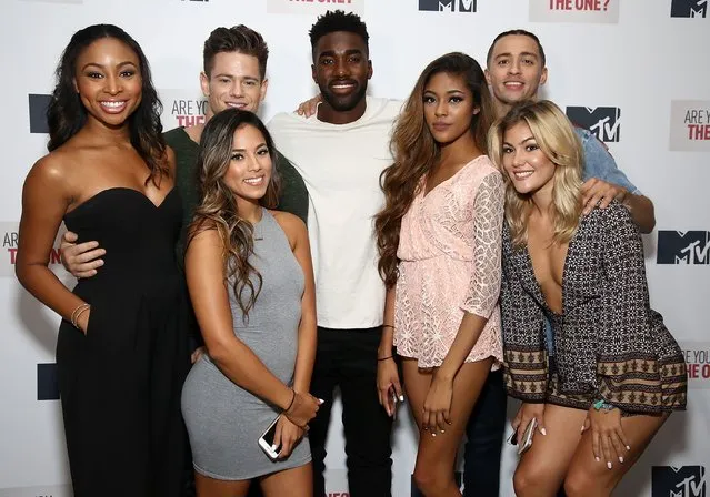 (L-R)  Camille Satterwhite, Mikala Thomas, Morgan St. Pierre, Prosper Moongue-Muna, Francesca Duncan, Giovanni Rivera and Tori Deal attend MTV's “Are You The One?” Season Four Premiere on June 2, 2016 in New York City. (Photo by Astrid Stawiarz/Getty Images for MTV)