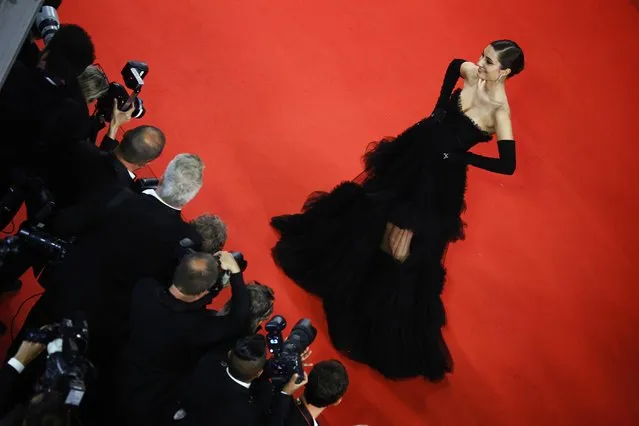 German model Lorena Rae arrives for the screening of the film “Brother And Sister (Frere Et Soeur)” during the 75th edition of the Cannes Film Festival in Cannes, southern France, on May 20, 2022. (Photo by Sarah Meyssonnier/Reuters)
