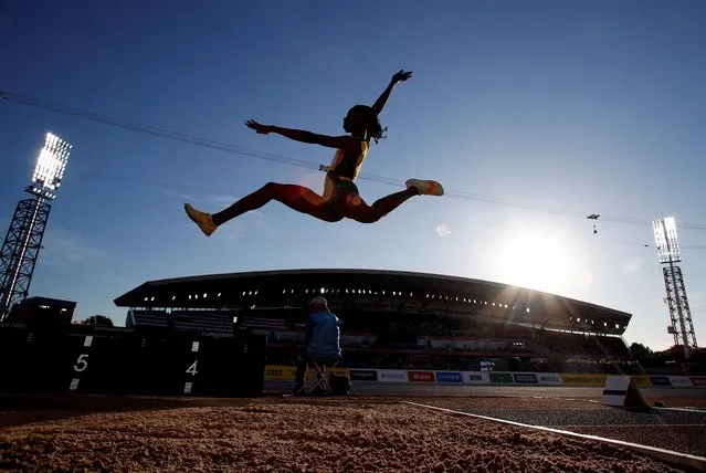 Ackelia Smith of Team Jamaica competes during the Women's Long Jump Final on day ten of the Birmingham 2022 Commonwealth Games at Alexander Stadium on August 07, 2022 on the Birmingham, England. (Photo by Phil Noble/Reuters)