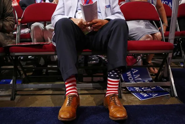 A delegate wears colorful socks on the second day of the Republican National Convention in Cleveland, Ohio, U.S. July 19, 2016. (Photo by Aaron P. Bernstein/Reuters)