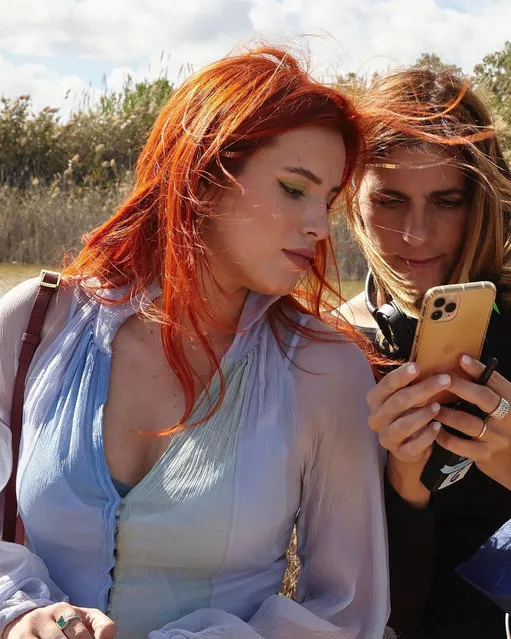 American actress and model Bella Thorne in the last decade of October 2022 shares a photo from the set of “Time Is Up 2”. (Photo by bellathorne/Instagram)