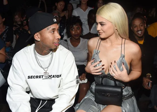 Tyga and Kylie Jenner attends the Alexander Wang show during New York Fashion Week at Pier 94 on September 10, 2016 in New York City. (Photo by Rex Features)