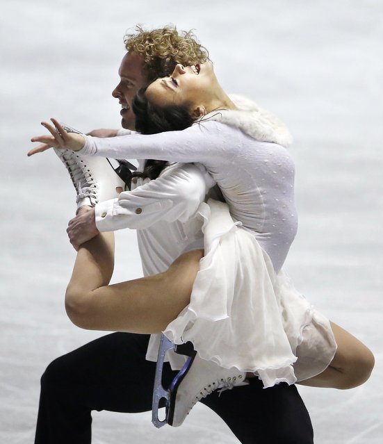 Madison Chock and Evan Bates of the United States perform during the Ice Dance free dance of the ISU World Team Trophy in Figure Skating in Tokyo, Friday, April 12, 2013. (Photo by Koji Sasahara/AP Photo)
