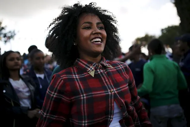 A member of the Ethiopian Jewish community in Israel dances during a ceremony marking the holiday of Sigd in Jerusalem November 11, 2015. (Photo by Amir Cohen/Reuters)