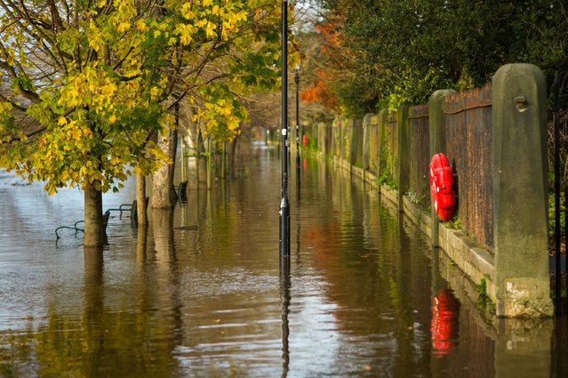 Water levels rise on the River Ouse after Storm Bert affected many parts of the country on November 25, 2024 in York, England. Parts of England and Wales saw flooding as Storm Bert swept across the UK over the weekend. (Photo by Ian Forsyth/Getty Images)