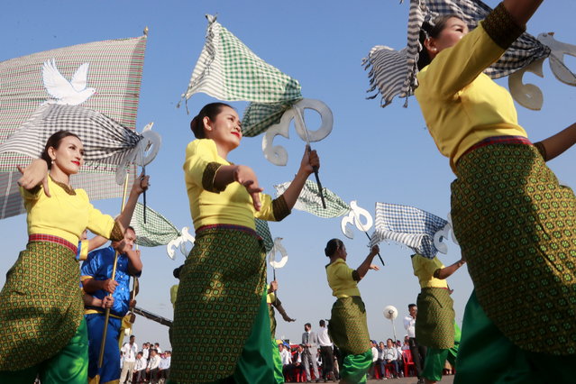 Dancers perform during the Victory Day parade in Phnom Penh, Cambodia, 07 January 2025. Cambodia marked its 46th anniversary of Victory Day, the liberation of Cambodia's citizens from the Khmer Rouge regime in 1979. (Photo by Kith Serey/EPA)