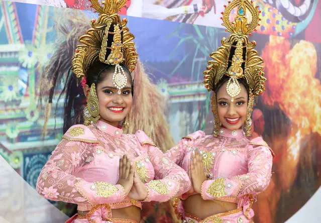 Traditional Sri Lankan dress is worn at The Arabian Travel Market 2023. World Trade Centre, Dubai on May 1, 2023. (Photo by Chris Whiteoak/The National)
