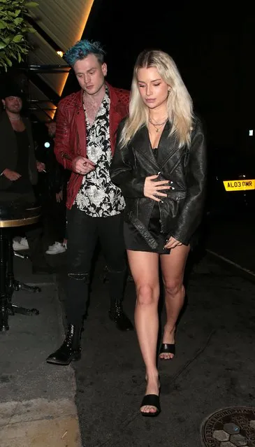 British fashion model Lottie Moss and Tristan Evans are seen at Isabel Mayfair on August 20, 2021 in London, England. (Photo by Ricky Vigil/GC Images)