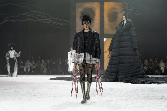 A model walks the runway during the Thom Browne fall/winter 2024 fashion show during New York Fashion Week, Wednesday, February 14, 2024, in New York. (Photo by Peter K. Afriyie/AP Photo)