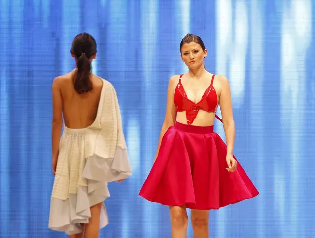 Models present creations by Maltese designer Caroline Hili at the Malta Fashion Awards 2015 at the Marsa Shipbuilding warehouse in Marsa, outside Valletta in Malta, May 16, 2015. (Photo by Darrin Zammit Lupi/Reuters)