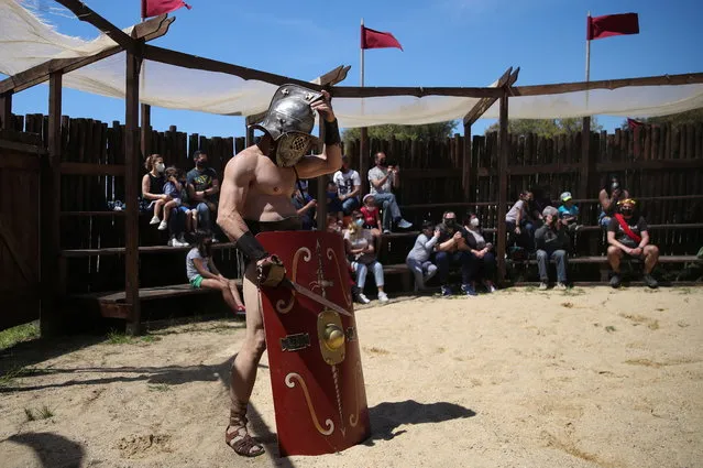 A man dressed as ancient Roman performs at “Roma World” theme park, during the coronavirus disease (COVID-19) pandemic, in Rome, Italy on May 9, 2021. (Photo by Yara Nardi/Reuters)