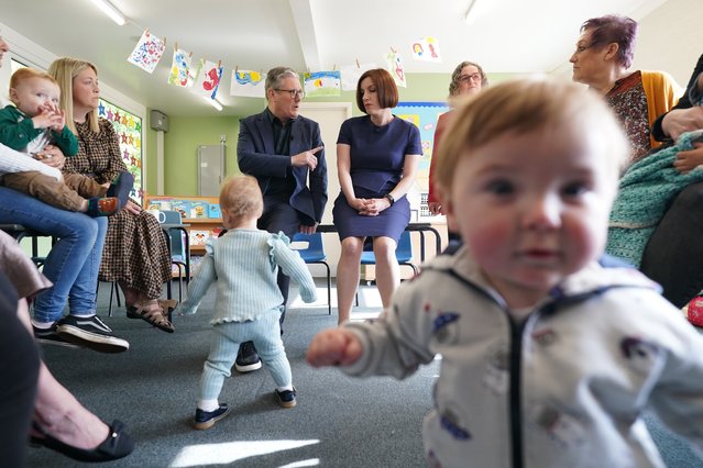 Labour Party leader Sir Keir Starmer and shadow education secretary Bridget Phillipson during a visit to Nursery Hill Primary School, in Nuneaton, Warwickshire on Monday, June 10, 2024, as the Party unveils its plans for childcare, while on the General Election campaign trail. (Photo by Stefan Rousseau/PA Images via Getty Images)