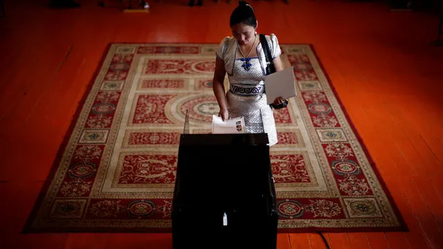 A woman casts her vote at a polling station during Mongolia's presidential elections in Bayanchandmani, north east of Ulan Bator June 26, 2013. (Photo by Carlos Barria/Reuters)
