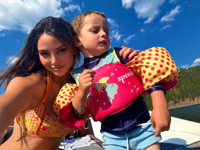 American actress Keleigh Teller in the first decade of August 2024 enjoys summer with her nephew. (Photo by keleighteller/Instagram)